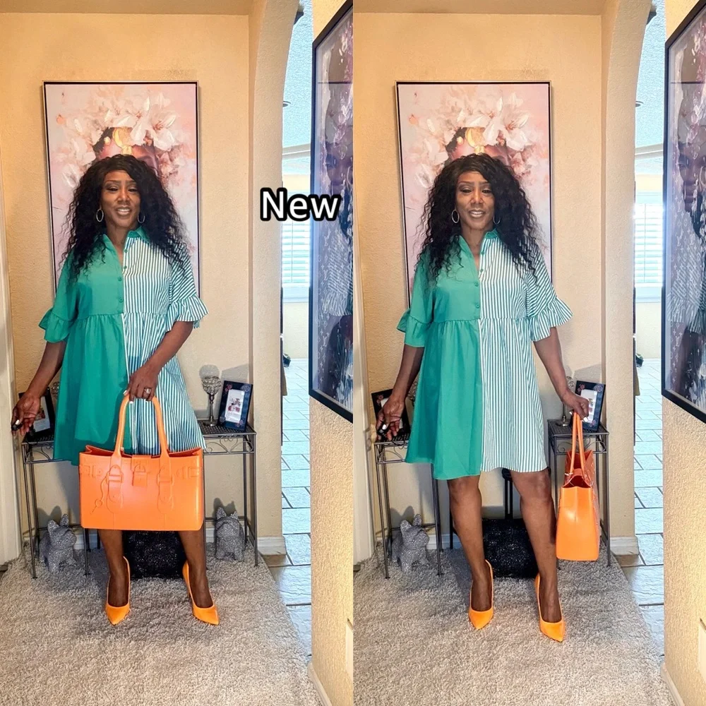 SHEIN Green and White Mini Dress - Picture 9 of 11